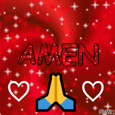 Red Background Saying Amen With Hearts GIF