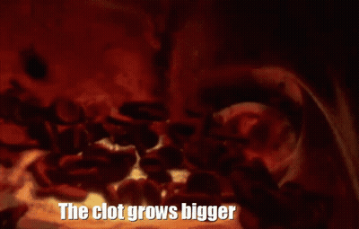 Red Background Saying The Blockage Keeps RBCs From Flowing GIF