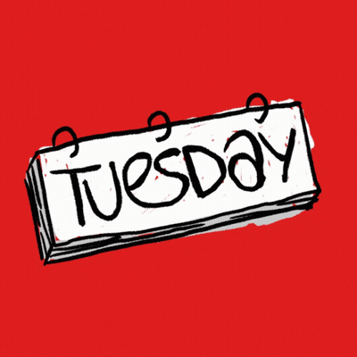 Red Background Sign Saying Tuesday GIF