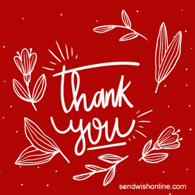 Red Background White Leaves Flowers Thank You GIF