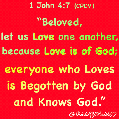 Red Background With Bible Verse 1 John 4 7 GIF