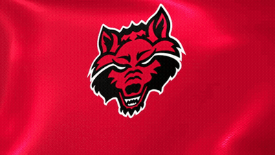 Red Background With Black And White Wolf Logo GIF