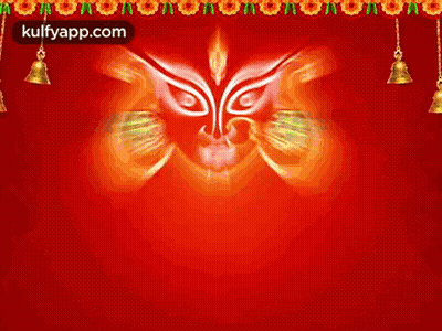 Red Background With Face And Bells GIF