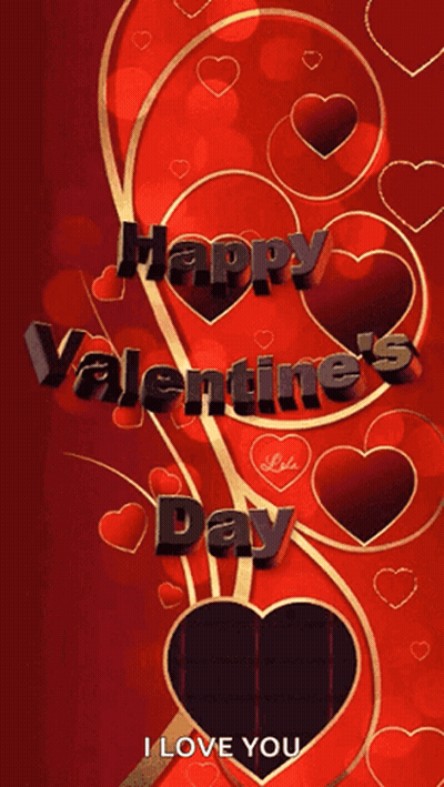 Red Background With Hearts Happy Valentine's Day GIF