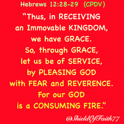 Red Background With Hebrews 12 28 29 GIF