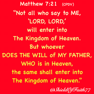 Red Background With Matthew 7:21 GIF