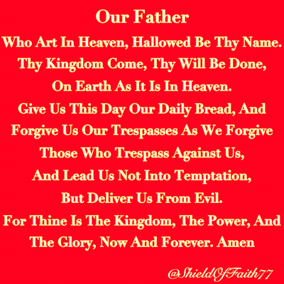 Red Background With Our Father Prayer GIF