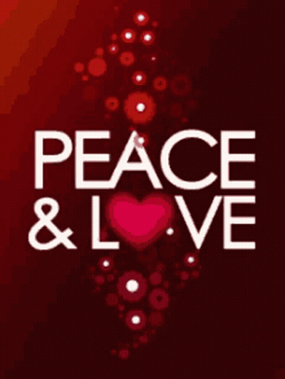 Red Background With Peace And Love GIF