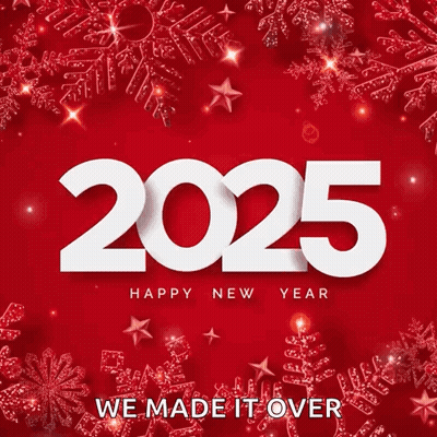 Red Background With Snowflakes And 2025 GIF