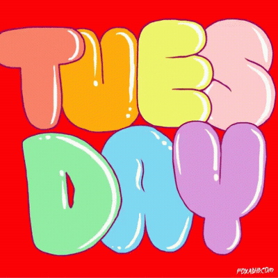Red Background With Tuesday In Different Colors GIF