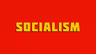 Red Background Yellow Text Socialism GIF