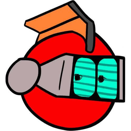 Red Ball With Yellow Top And Glasses Sticker