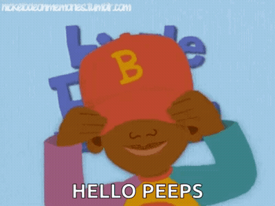 Red Baseball Cap Cartoon Saying Hello Peeps GIF