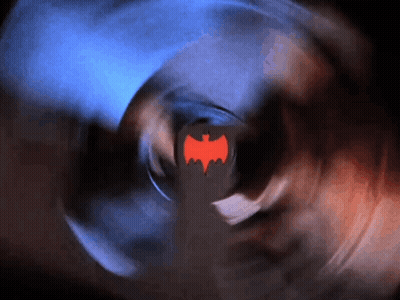 Red Bat Logo With Blue And Red Background GIF