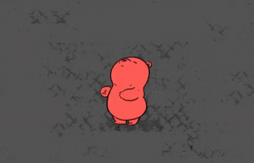 Red Bear Standing In Dark Room GIF