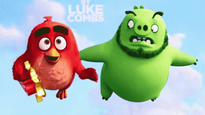 Red Bird And Green Pig From Angry Birds GIF