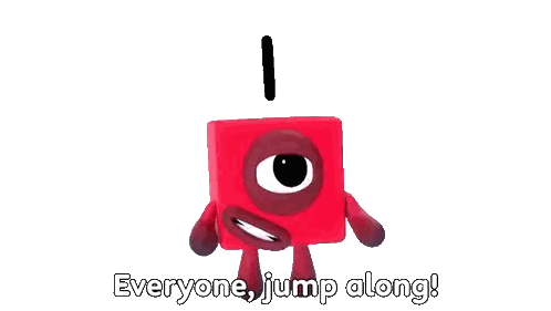 Red Block Says Everyone Jump Along Sticker