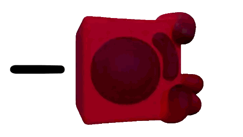 Red Block With White And Black Circles Sticker