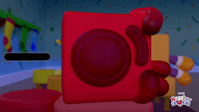 Red Block With White Circle And BBC Number Blocks GIF
