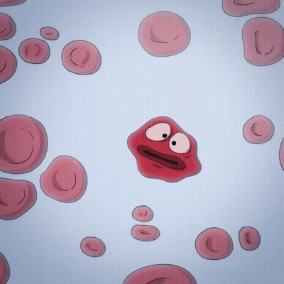 Red Blood Cells With Googly Eyes And Mouths GIF