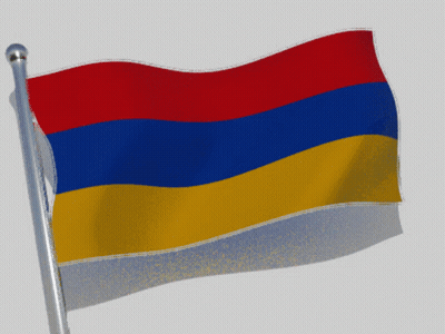 Red Blue Yellow Striped Flag Flying GIF