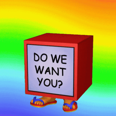 Red Box Saying Do We Want You GIF