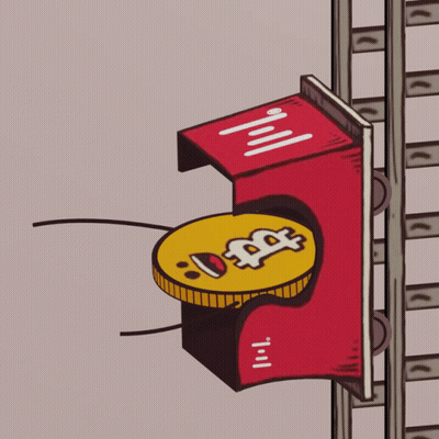 Red Box With Coin Saying Bitcoin GIF