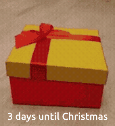 Red Box With Yellow Ribbon 3 Days Until Christmas GIF