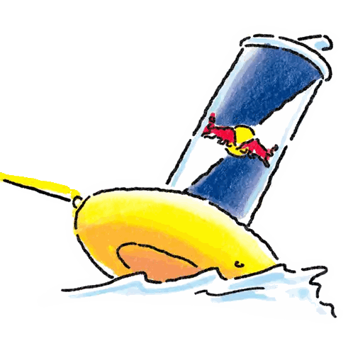 Red Bull Can On Yellow Object Sticker