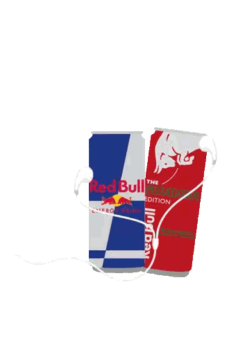 Red Bull Can With Earbuds Sticker