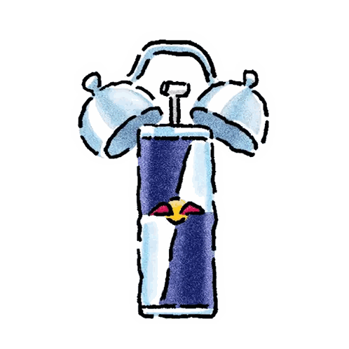 Red Bull Can With Yellow Bird Sticker