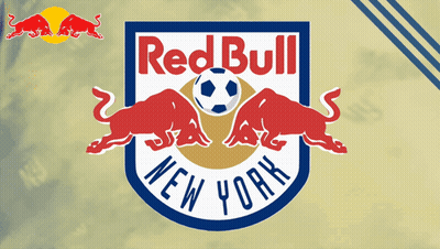 Red Bull New York Logo With Soccer Ball GIF