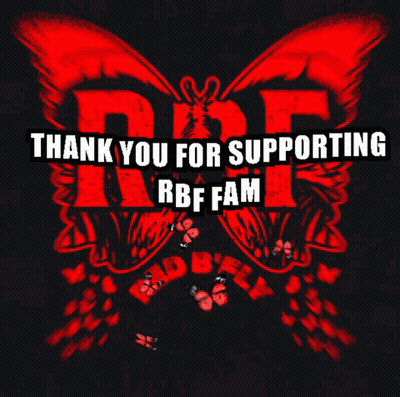 Red Butterfly Saying Thank You For Supporting RBF Fam GIF