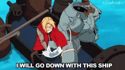 Red Cape Man Robot I Will Go Down With This Ship GIF
