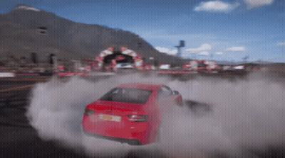 Red Car Drifting with NC License Plate