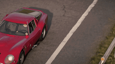 Red Car Driving Across Bridge GIF