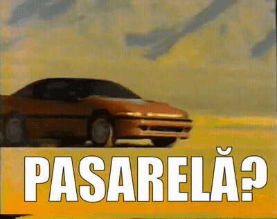 Red Car Driving On Road Saying Pasarela GIF