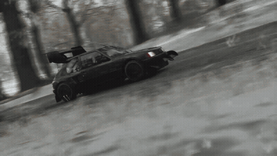 Red Car Driving On Wet Road GIF