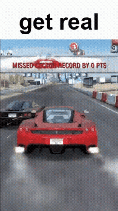 Red Car Driving Past Get Real Sign GIF