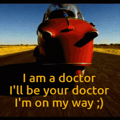 Red Car Driving Saying I Am A Doctor GIF