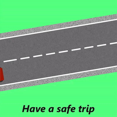 Red Car Driving With Safe Trip GIF
