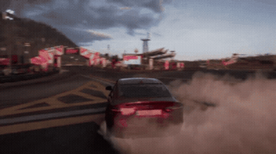 Red Car Driving With Tire Smoke GIF