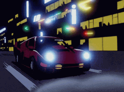 Red Car In City Anime GIF