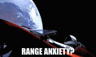 Red Car In Space Range Anxiety GIF