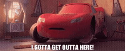 Red Car Saying I Gotta Get Outta Here GIF