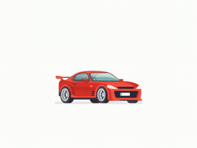 Red Car With Hood Open Flying GIF