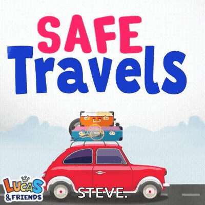 Red Car With Luggage Safe Travels GIF