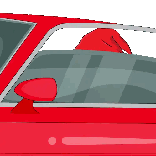 Red Car With Santa Hat Sticker