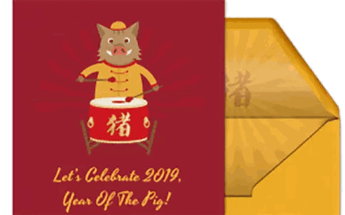 Red Card Celebrating Year Of The Pig Sticker