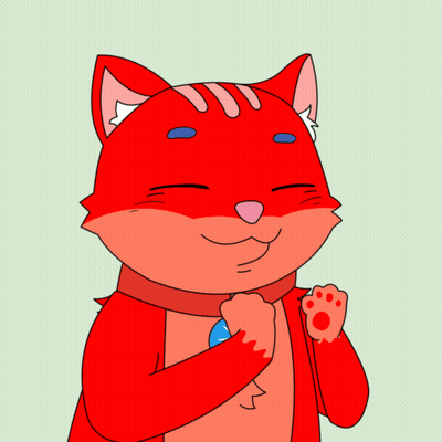Red Cartoon Cat With Blue Eyes And Red Paw GIF